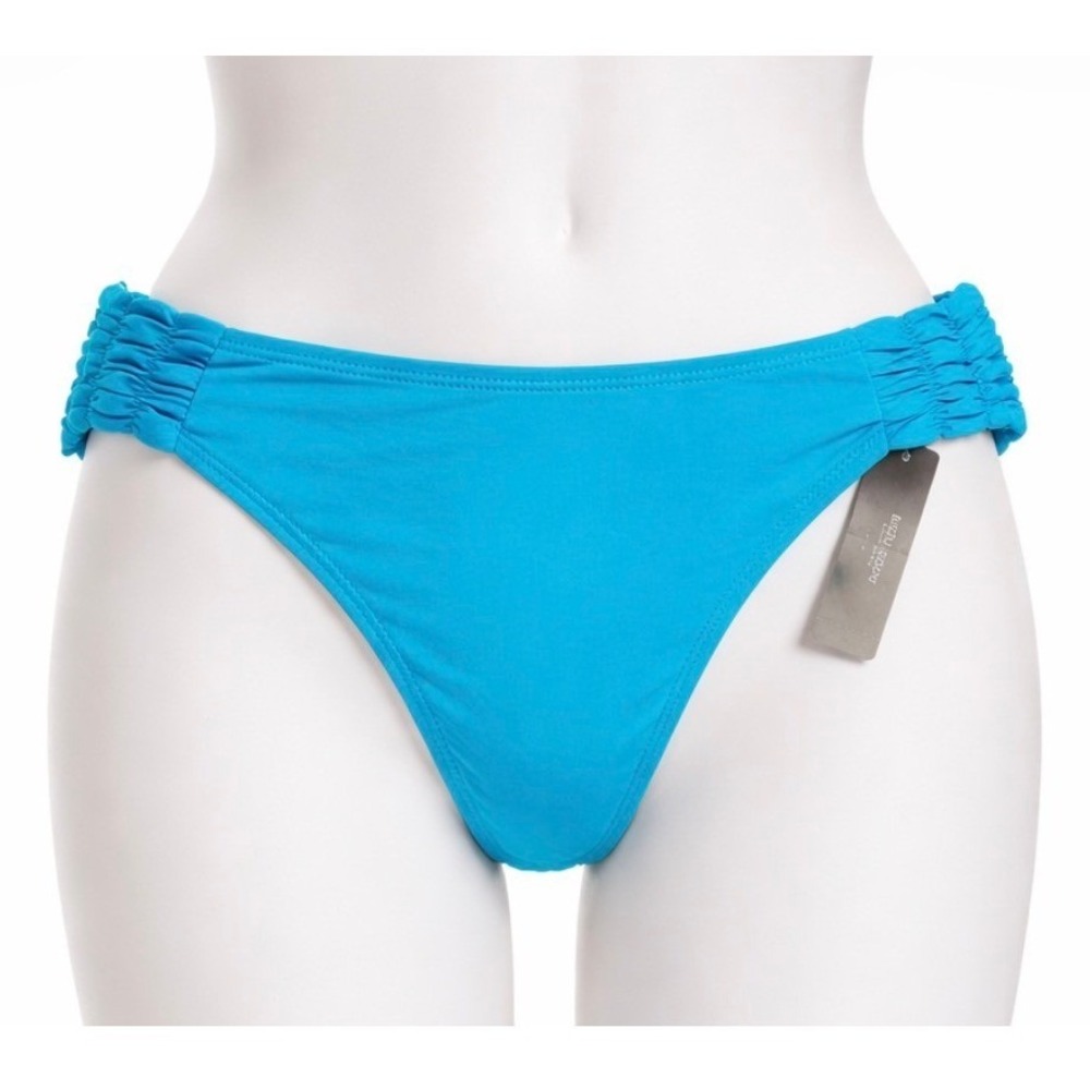 Bisou Bisou XL Bikini Bottoms Blue Ruched Side Swimwear NWT